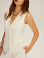 Sleeveless Button Top and Shorts Set