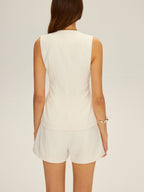 Sleeveless Button Top and Shorts Set