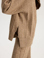 Soft Wide Rib Exposed Seam Jumper And Wide Leg Co-ord