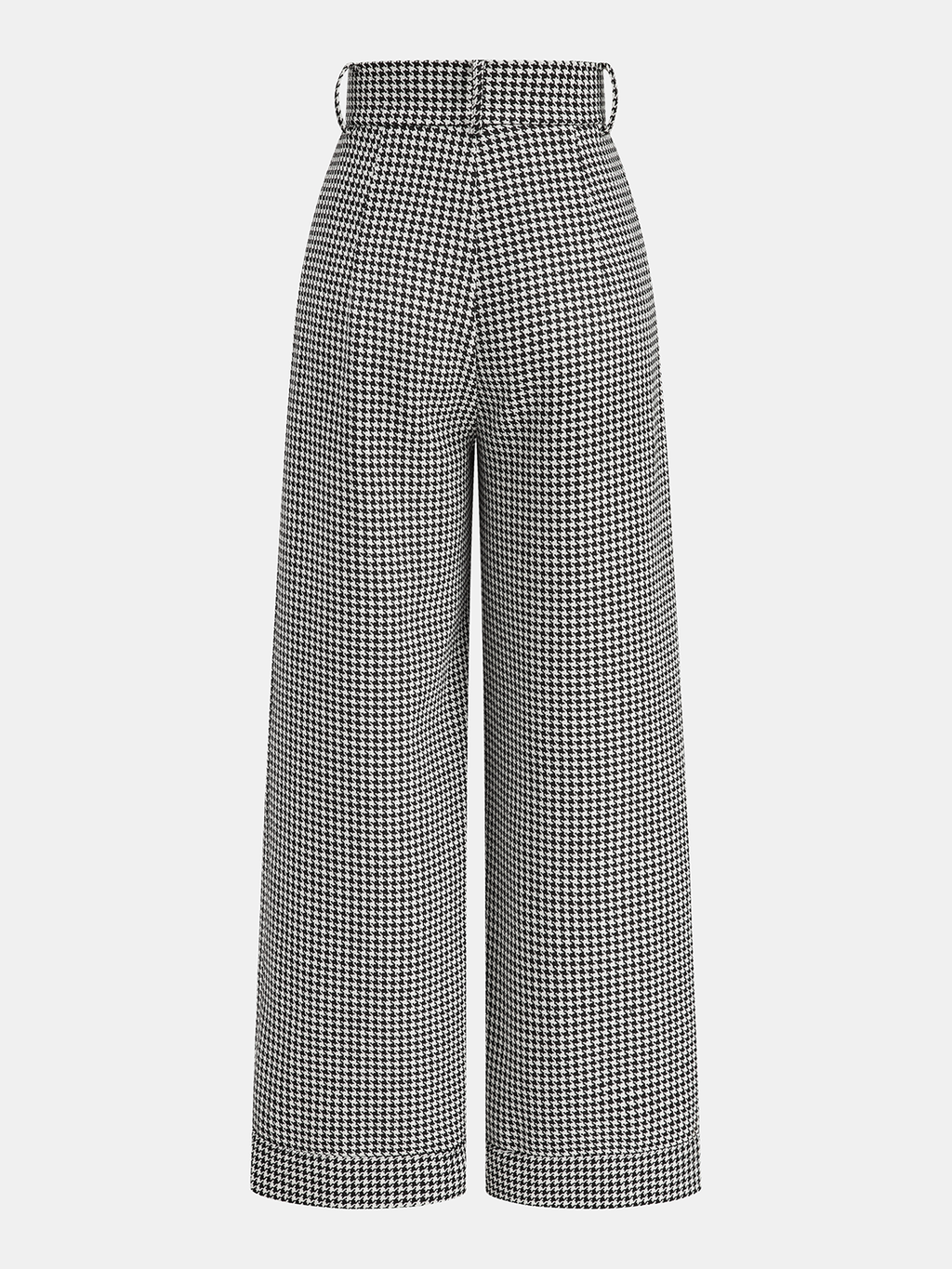 Houndstooth Pleated Buttoned Wide Leg Pants