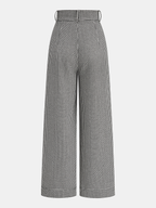 Houndstooth Pleated Buttoned Wide Leg Pants