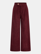 Pleated Cotton Corduroy Wide Leg Pants