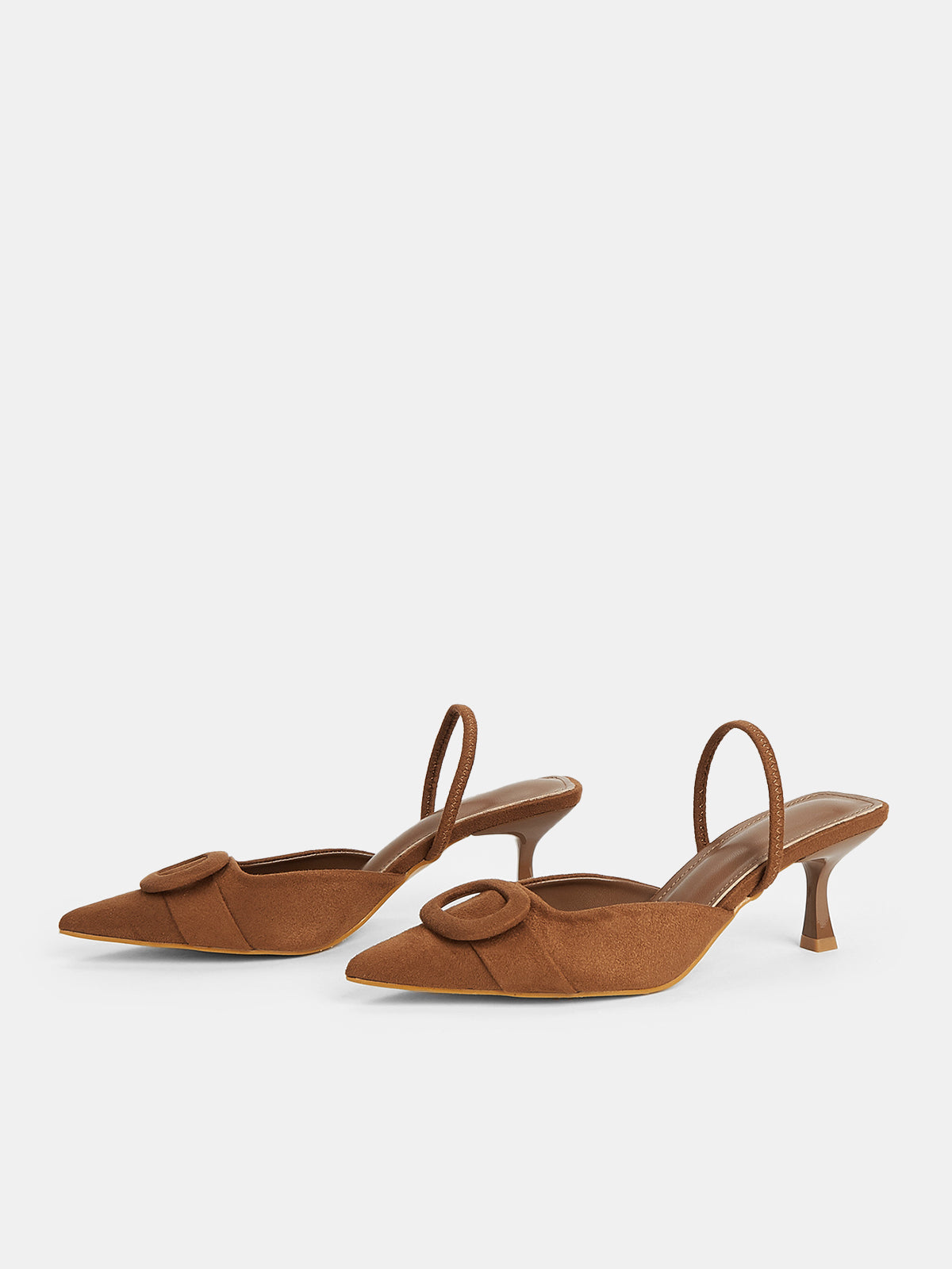 Pointed Toe Suede Effect Heels