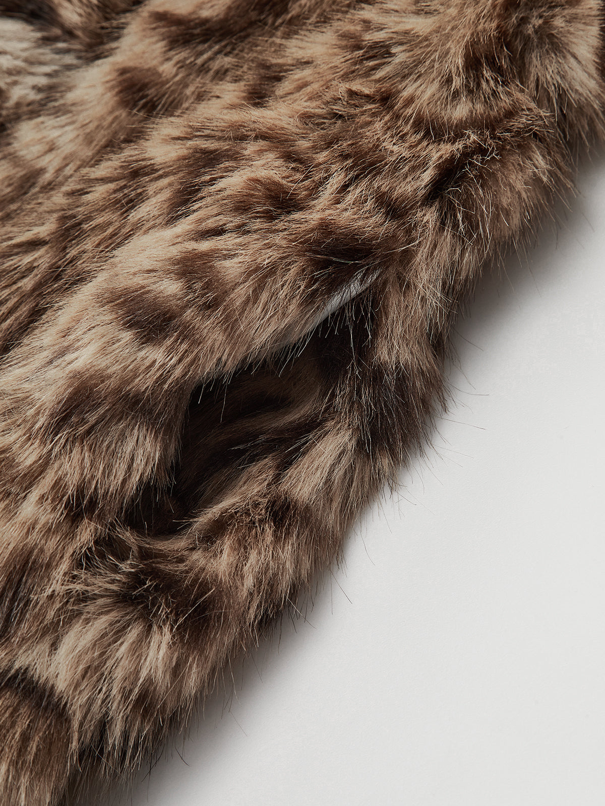 Leopard Print Lapel Faux Fur Coat