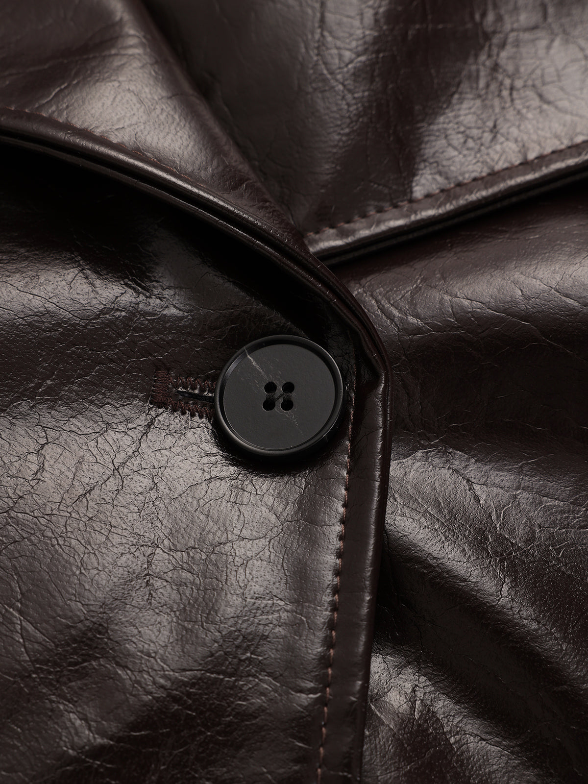 Belted Faux Leather Trench Coat