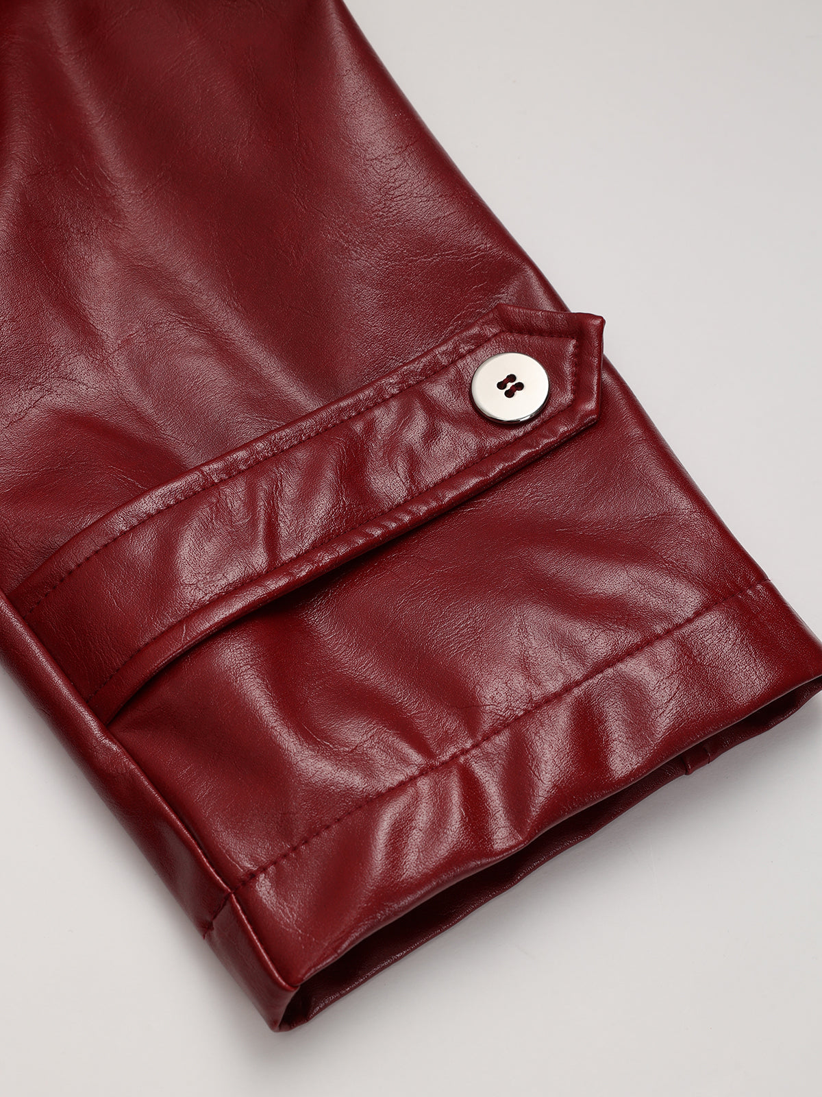 Belted Faux Leather Long Trench Coat