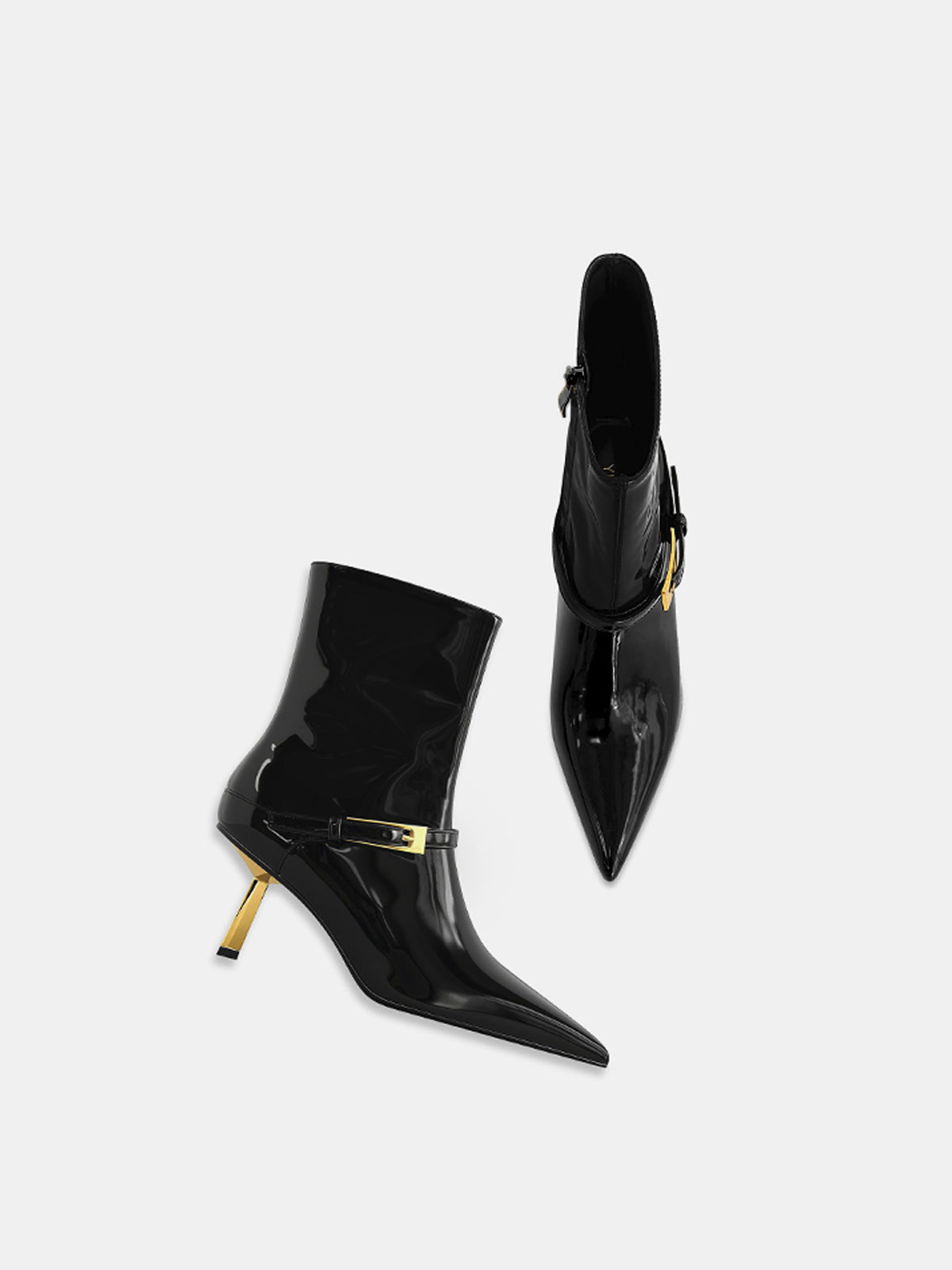 Patent PU Pointed Toe Stiletto Ankle Boots