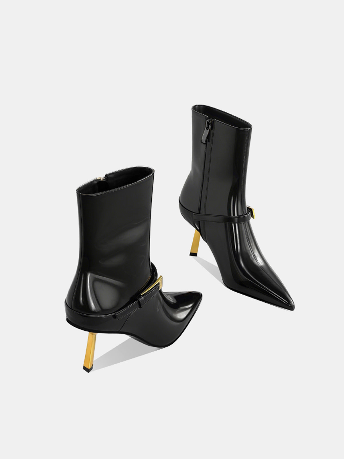 Patent PU Pointed Toe Stiletto Ankle Boots