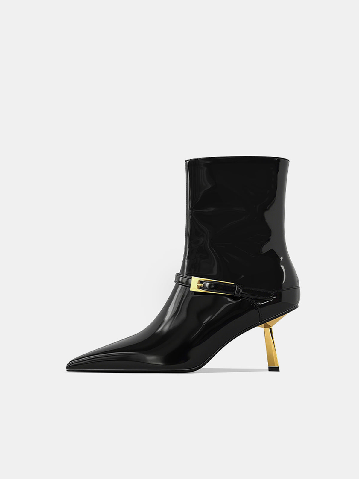 Patent PU Pointed Toe Stiletto Ankle Boots