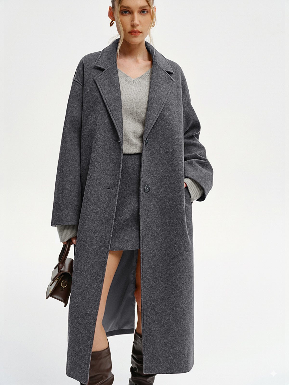 Oversized Tweed Long Coat