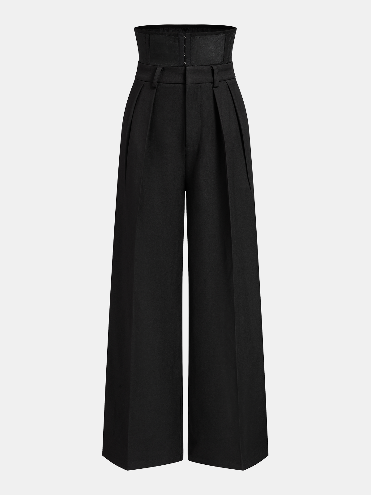 Corset Waist Pleated Wide Leg Pants