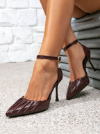Pointed-Toe Ankle-Strap Stiletto Heels