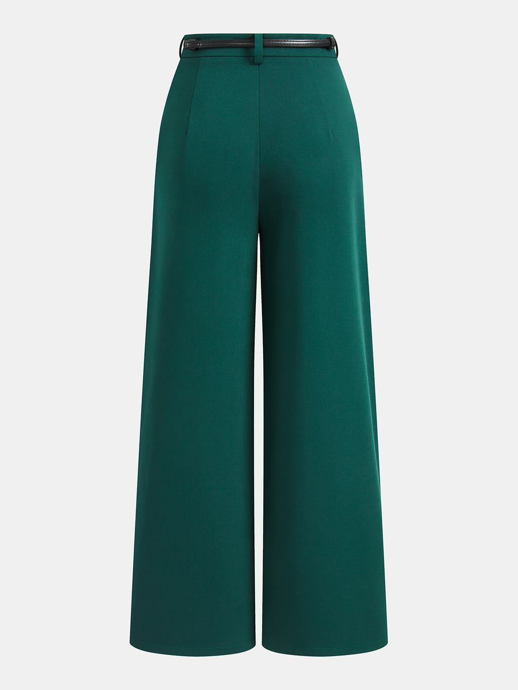 Mid Waist Belted Pleated Wide Leg Pants
